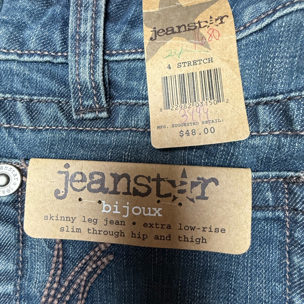 Jeanstar Womens 4 Stretch Jeans Blue Skinny Low Rise Denim Vintage Y2K 90s - Picture 6 of 11